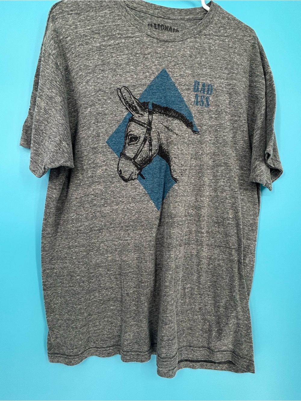 Bad‎ Ass Donkey Graphic Grey Short Sleeve Tee